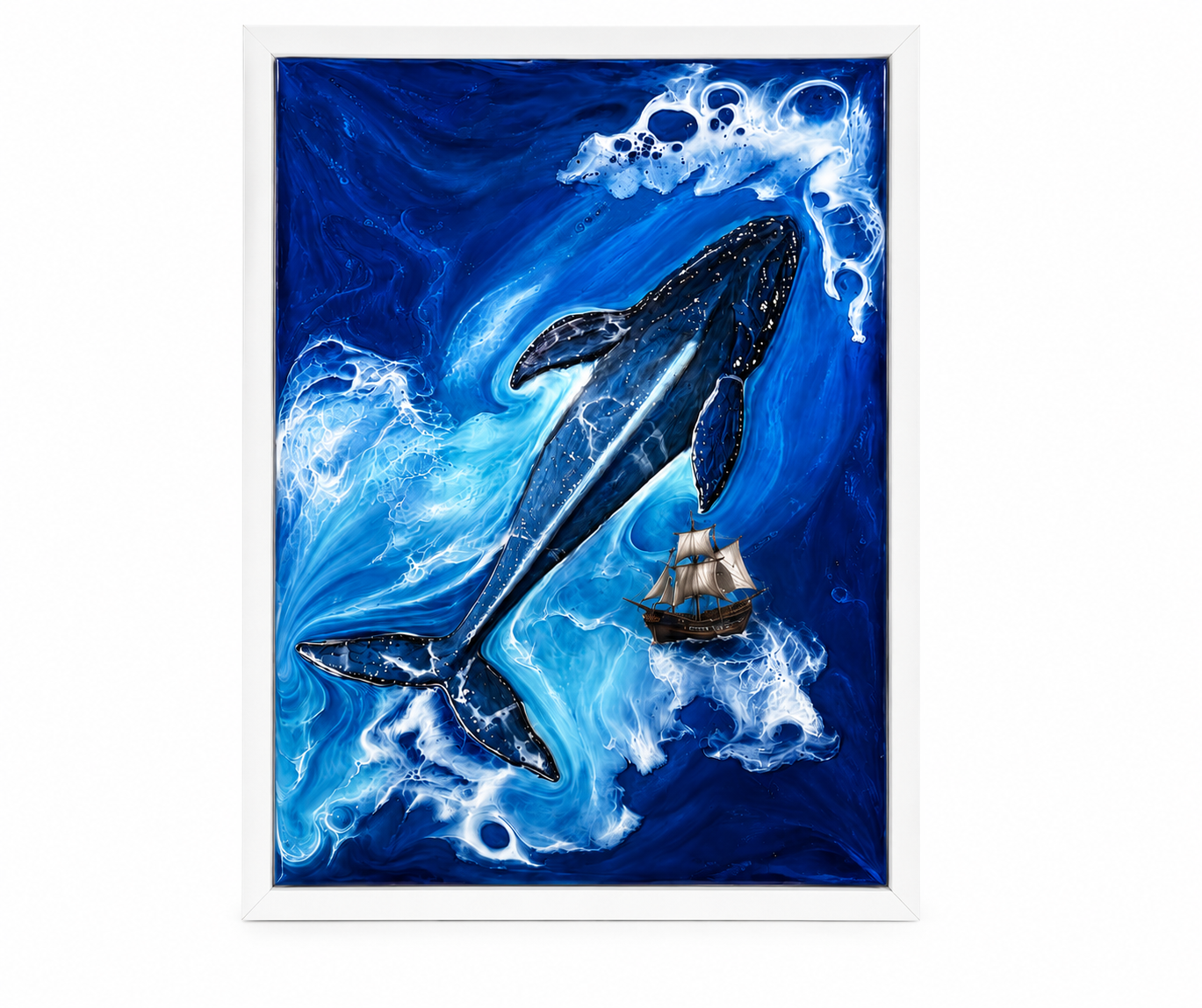 Ocean Majesty blue Whale Resin Art – Handmade 3D Ocean Wall Décor