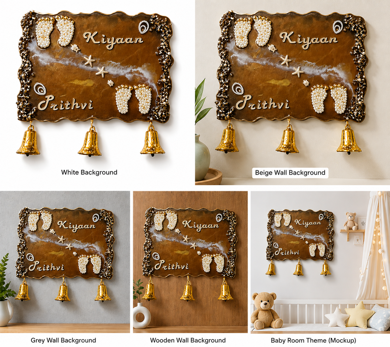 Personalized Sibling Nameplate – Handmade Resin Art