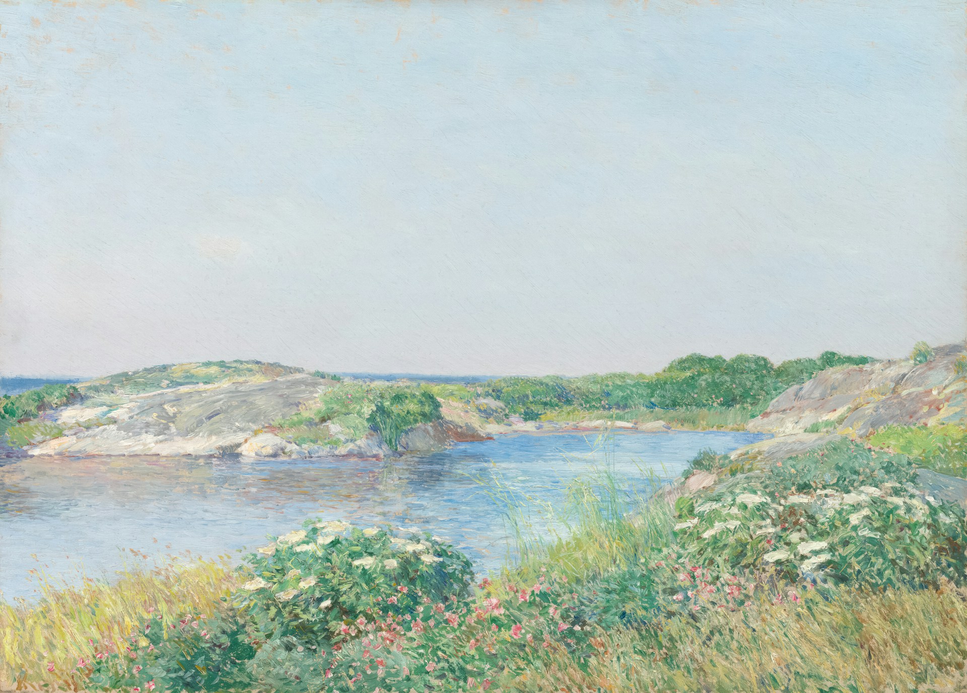 Serene Riverside Landscape Canvas Wall Art – Impressionist Nature Painting for Home Décor