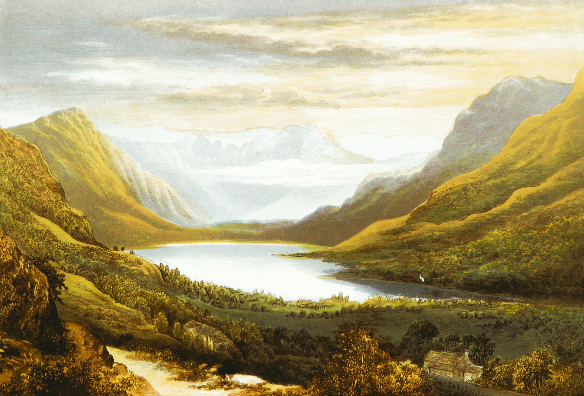 Golden Valley Lake Landscape Canvas Wall Art