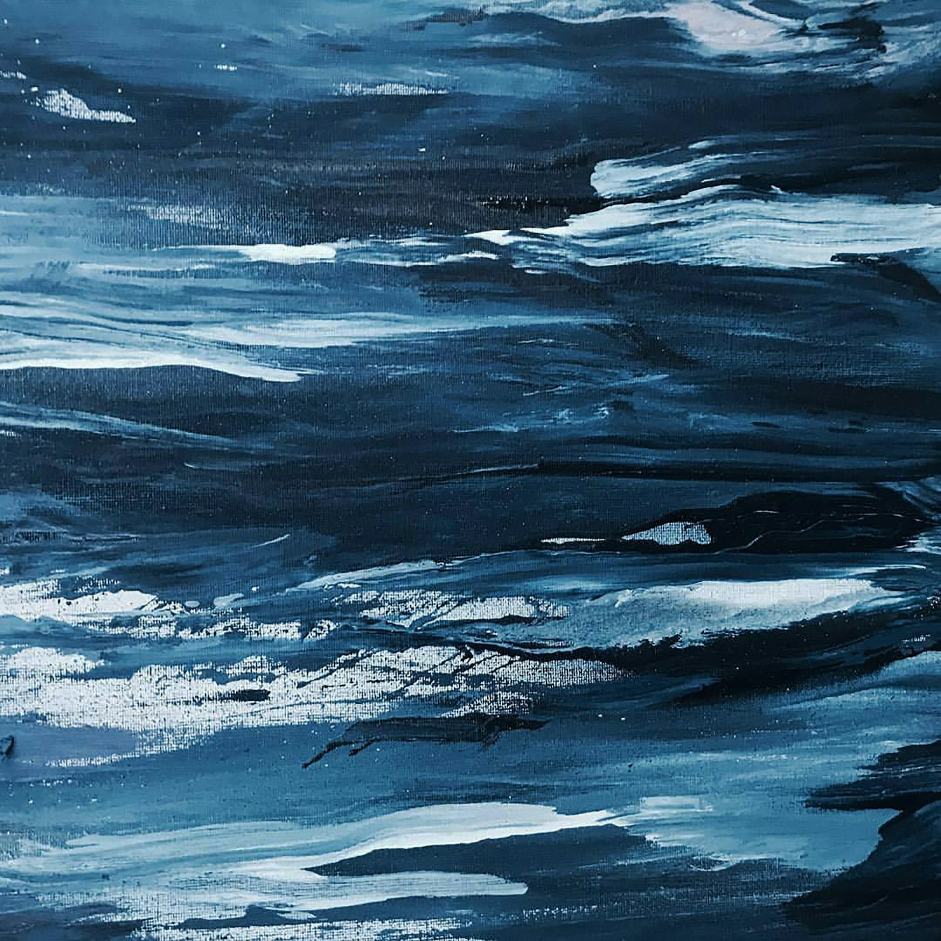 Abstract Blue Ocean Canvas Wall Art – Modern Coastal Painting for Home & Office Décor