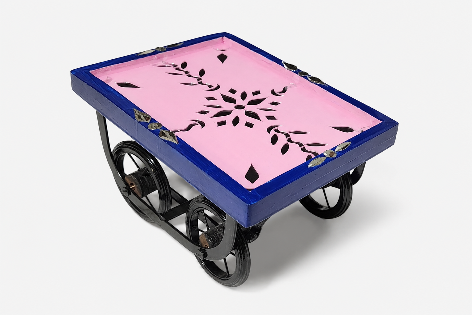 Gulabi Sawari – Pink Mosaic Cart Table - Image 3
